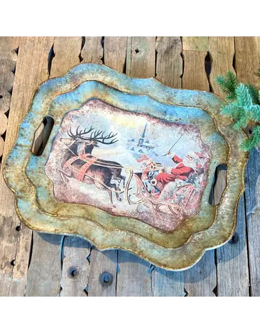 Santa on Sleigh Tray, 18 X 15