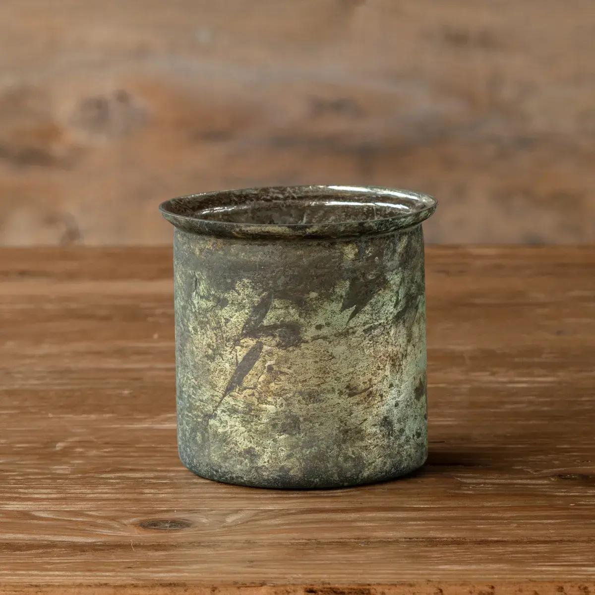 Antique French Blue Candle Pot 4.5"
