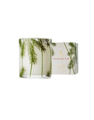 Thymes Pine Needle Design Glass  Poured Candle, 6.5 oz., Frasier Fir