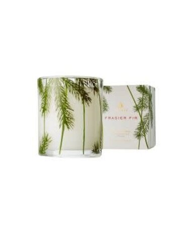 Thymes Pine Needle Design Glass  Poured Candle, 6.5 oz., Frasier Fir