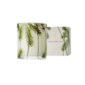 Thymes Pine Needle Design Glass  Poured Candle, 6.5 oz., Frasier Fir