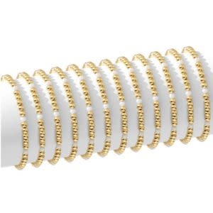 Splendid Iris Pearl and Bead Stretch Bracelet, Gold, Priced individually