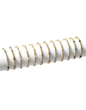 Splendid Iris Stone and Bead Stretch Bracelet, Assorted, Gold, Priced individually