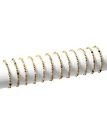 Splendid Iris Stone and Bead Stretch Bracelet, Assorted, Gold, Priced individually