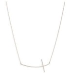 Splendid Iris Brushed Side Cross Necklace, Silver, Large