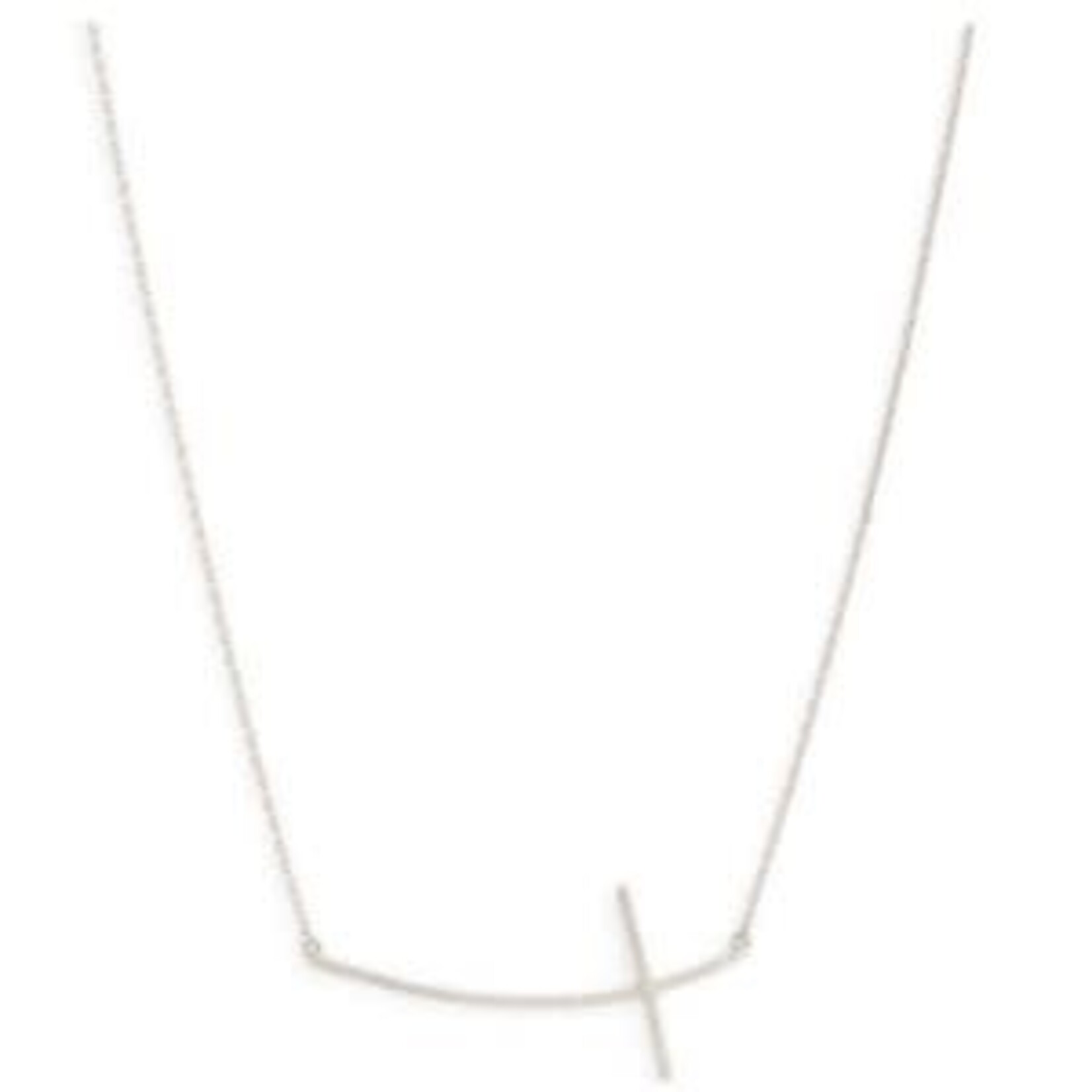 Splendid Iris Brushed Side Cross Necklace, Silver, Large