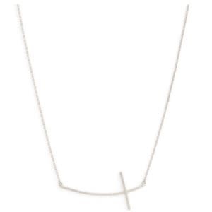 Splendid Iris Brushed Side Cross Necklace, Silver, Large