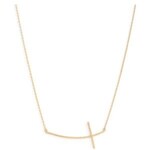 Splendid Iris Brushed Side Cross Necklace, Gold, Large