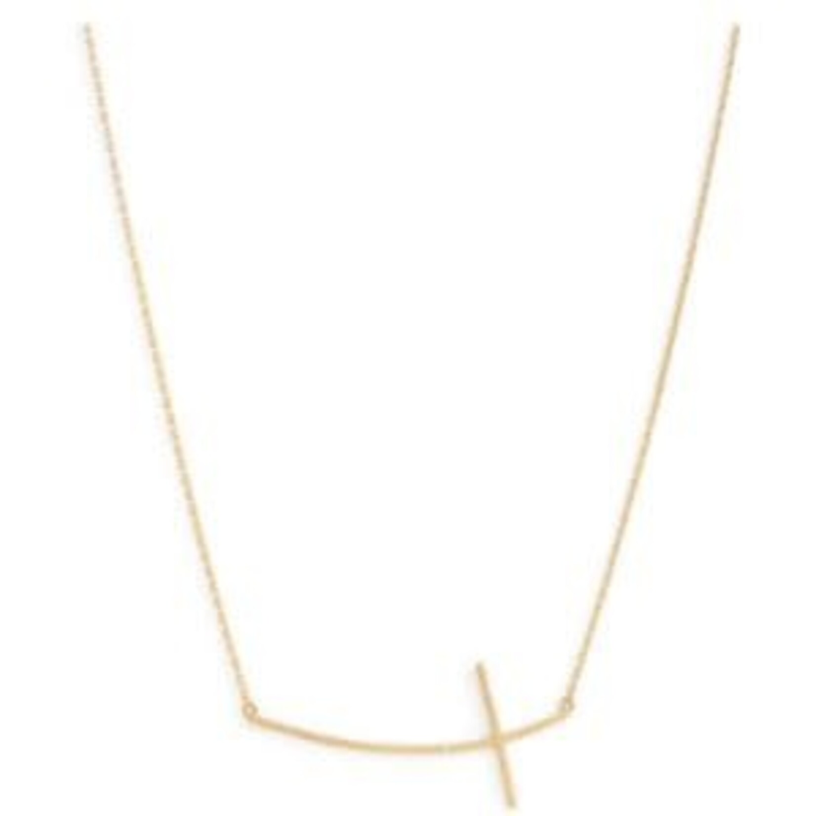 Splendid Iris Brushed Side Cross Necklace, Gold, Large