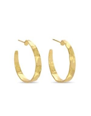 Splendid Iris Flat Medium Gilded Hoop Earrings, Gold