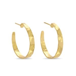 Splendid Iris Flat Medium Gilded Hoop Earrings, Gold