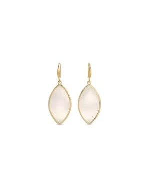 Splendid Iris Almond Shaped Earrings, White and Gold