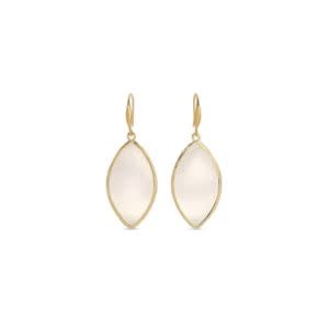 Splendid Iris Almond Shaped Earrings, White and Gold