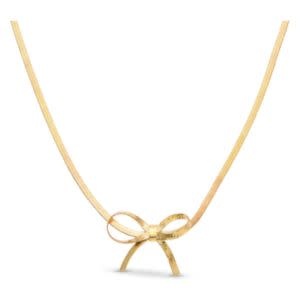 Splendid Iris Herringbone Bow Necklace, Gold