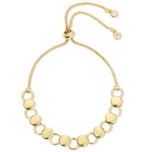 Splendid Iris Pulley Bracelet with Open and Closed Circles, Gold