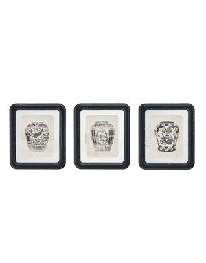 Wood Framed Glass Wall Decor w/ Floating Vase Print, 7"x 8"