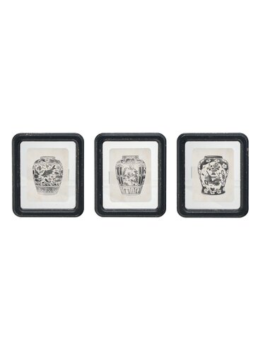 Wood Framed Glass Wall Decor w/ Floating Vase Print, 7"x 8"