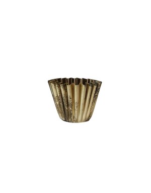 Fluted Metal Planter, Brass, 6"Rnd