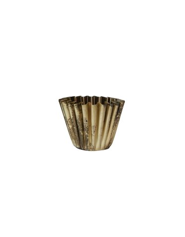 Fluted Metal Planter, Brass, 6"Rnd
