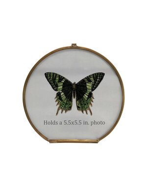 Brass and Glass Circular Photo Frame, 6"Rnd