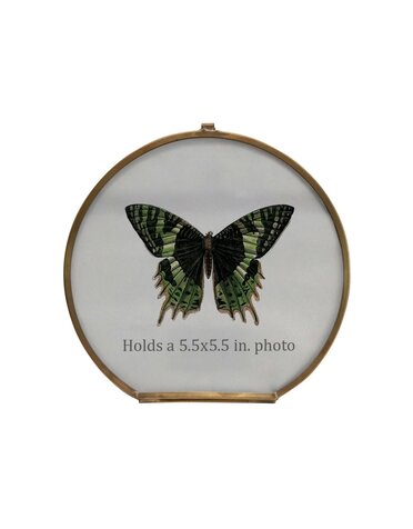 Brass and Glass Circular Photo Frame, 6"Rnd