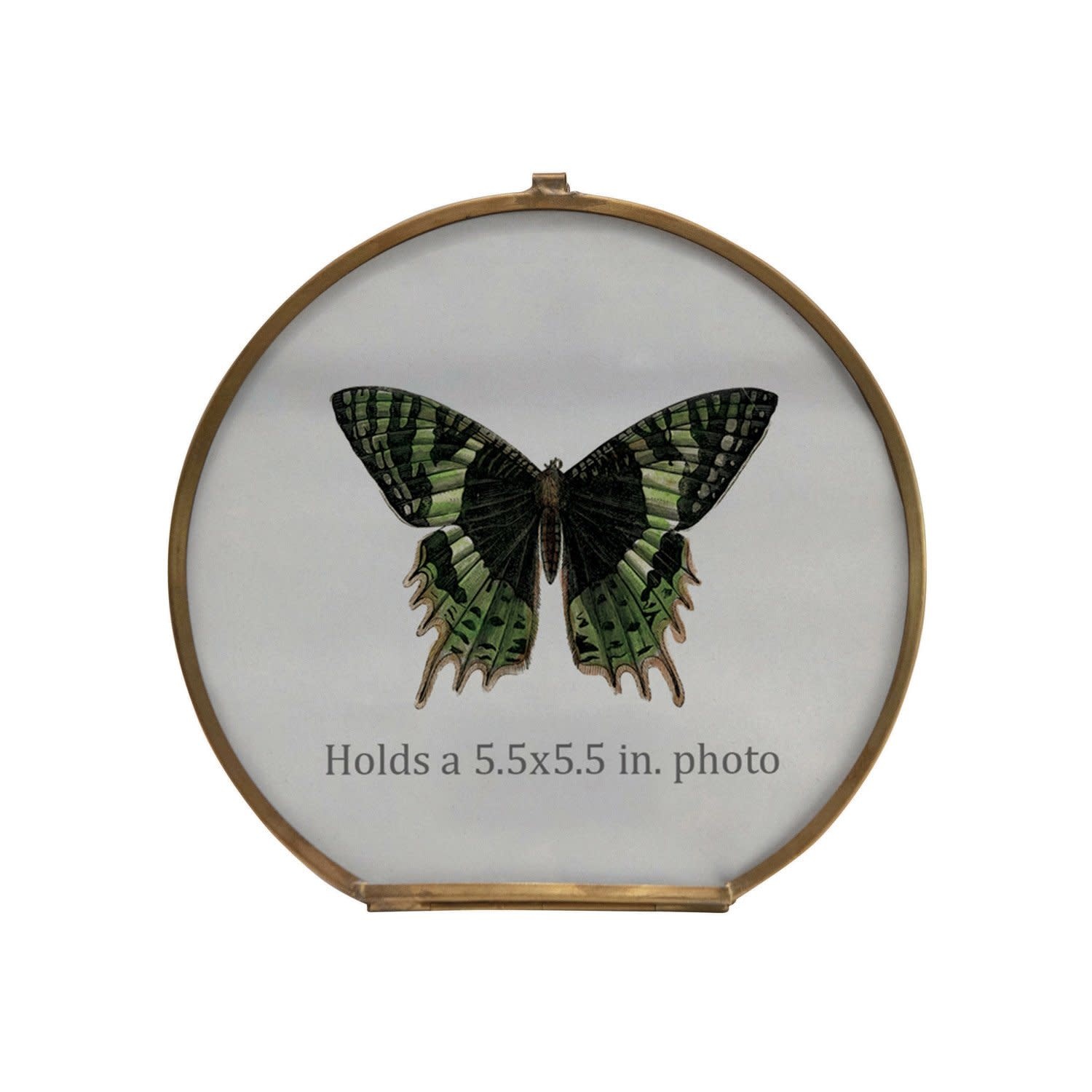 Brass and Glass Circular Photo Frame, 6"Rnd