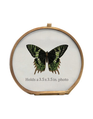 Brass and Glass Circular Photo Frame, 4"Rnd