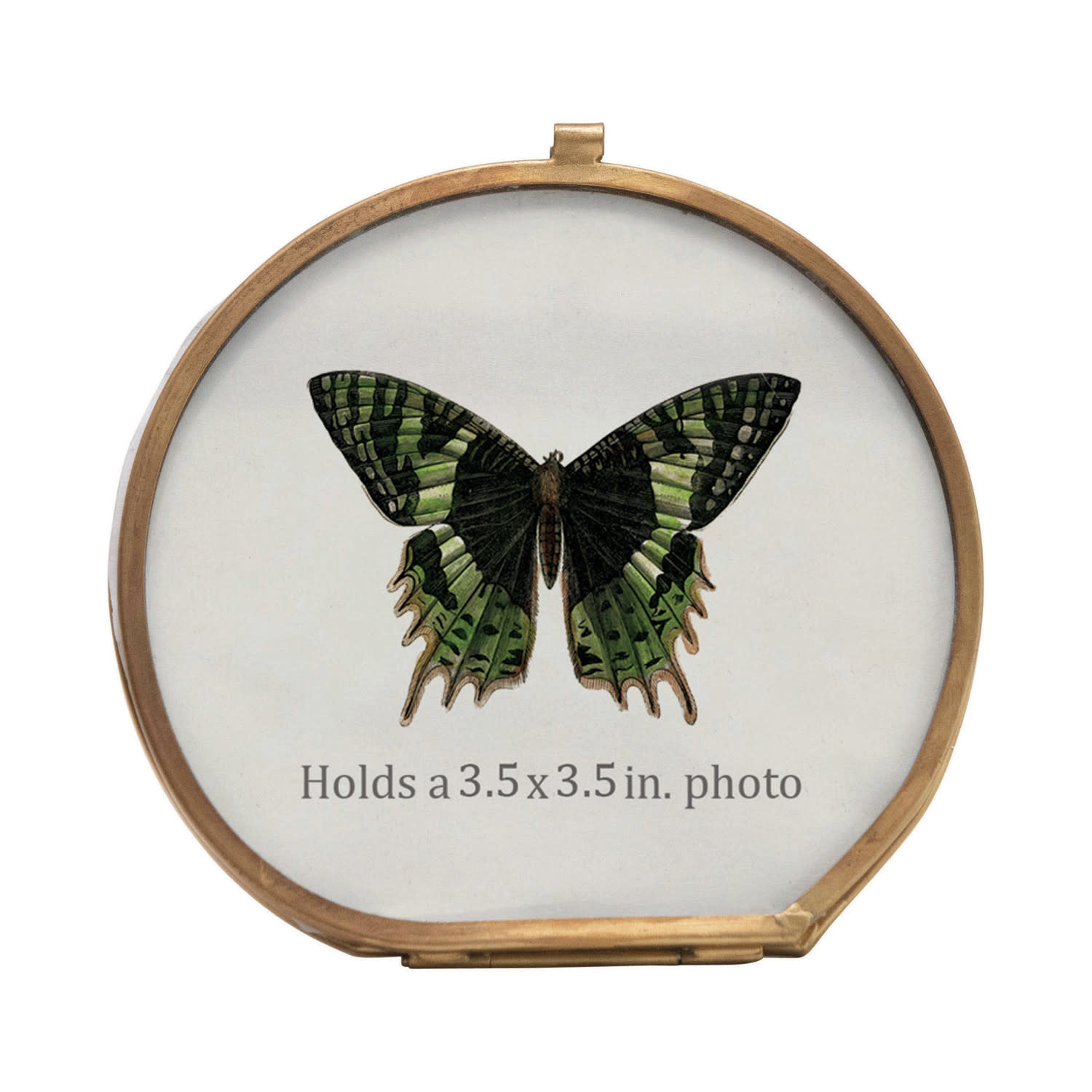 Brass and Glass Circular Photo Frame, 4"Rnd