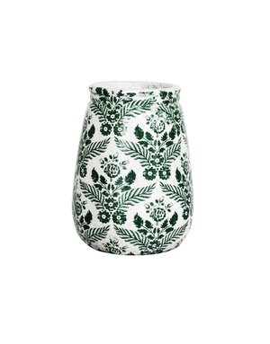Terra-cotta Planter/Vase with Transferware Pattern, 8"x 11"