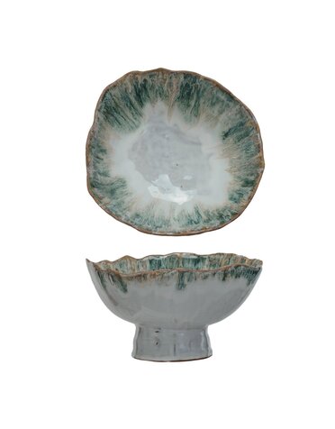 Stoneware Footed Bowl, 9"x 5"