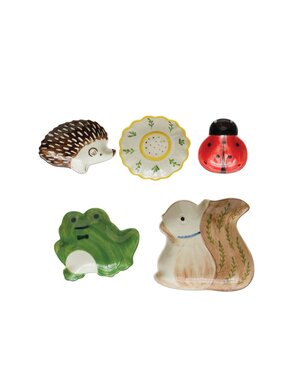 Assorted Hand-Painted Stoneware Woodland Animal/Bug/Flower Dishes