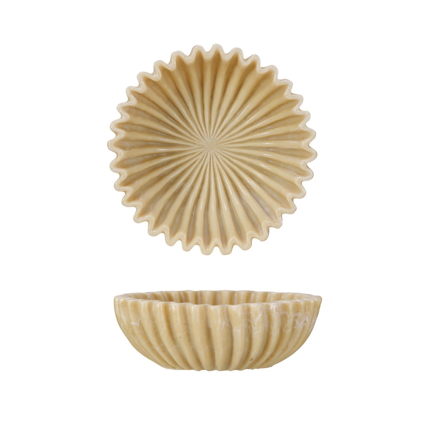 Decorative Resin Pleated Bowl, 8"Rnd