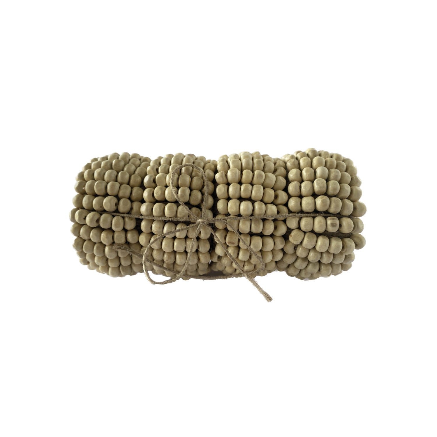 Bead & Jute Napkin Rings Set, 2"Rnd