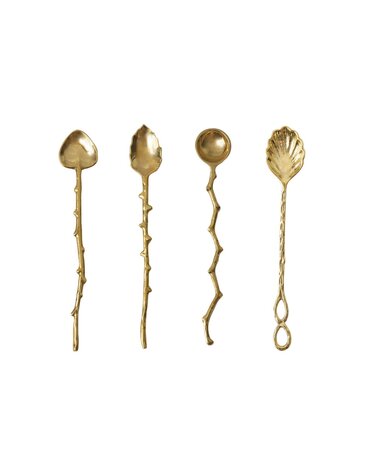 Assorted Brass Spoon w/ Twig Shaped Handle, 8"