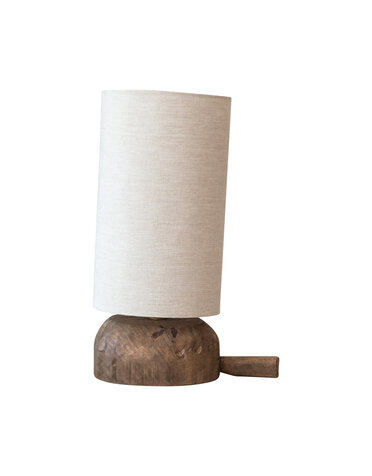 Reclaimed Wood Table Lamp w/ Cotton Chambray Shade, 10"x 16"