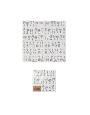 Paper Cocktail Napkins w/ Wine Art, 4"