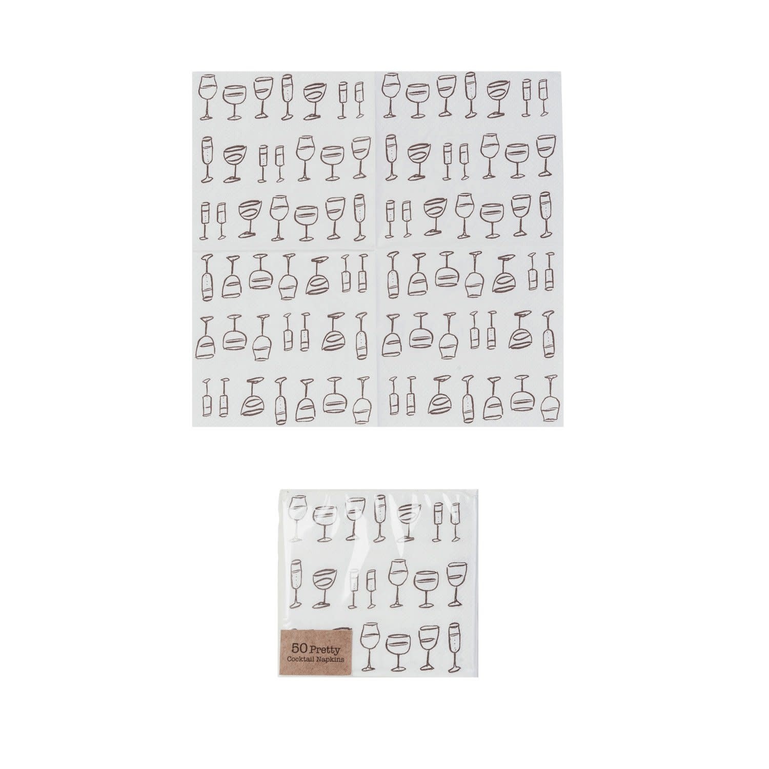 Paper Cocktail Napkins w/ Wine Art, 4 in.