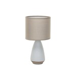 Coarse Stoneware Table Lamp w/ Linen Shade, White, 6" x 11"