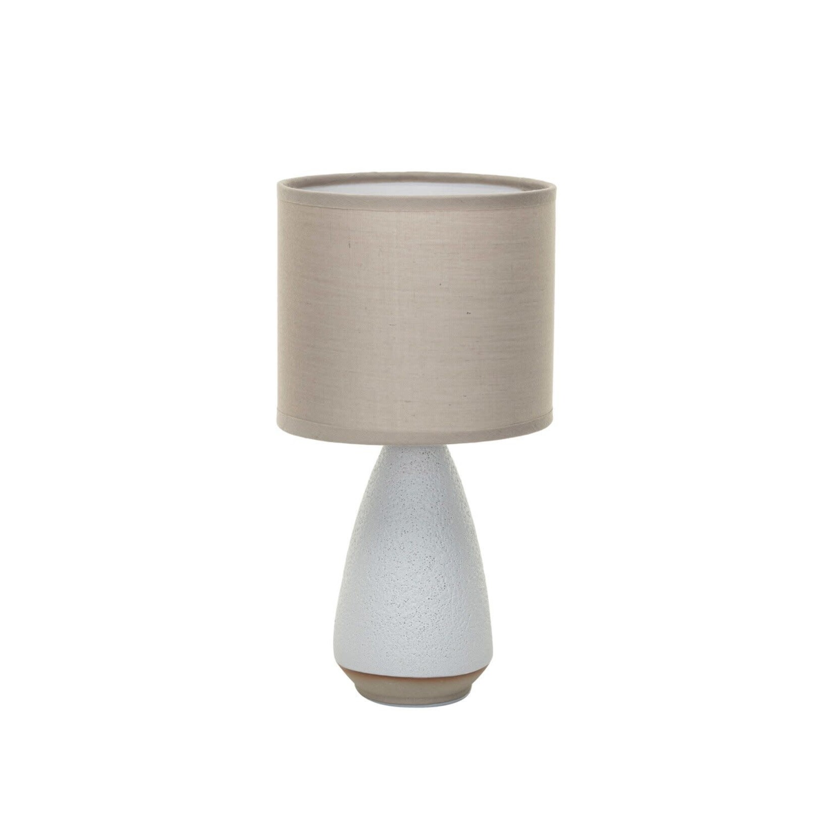 Coarse Stoneware Table Lamp w/ Linen Shade, White, 6" x 11"