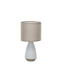Coarse Stoneware Table Lamp w/ Linen Shade, White, 6" x 11"