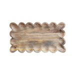 Mango Wood Tray w/ Scalloped Edge, 18 X 10 in.