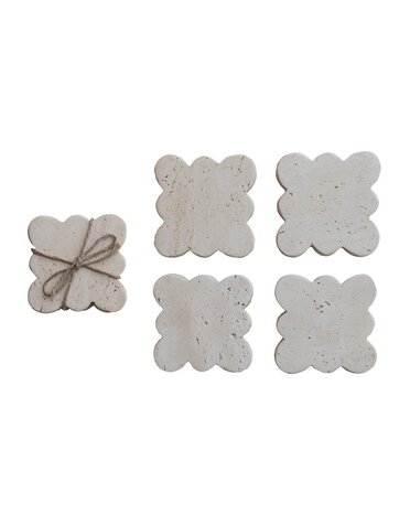 Travertine Coaster w/ Scalloped Edge Set