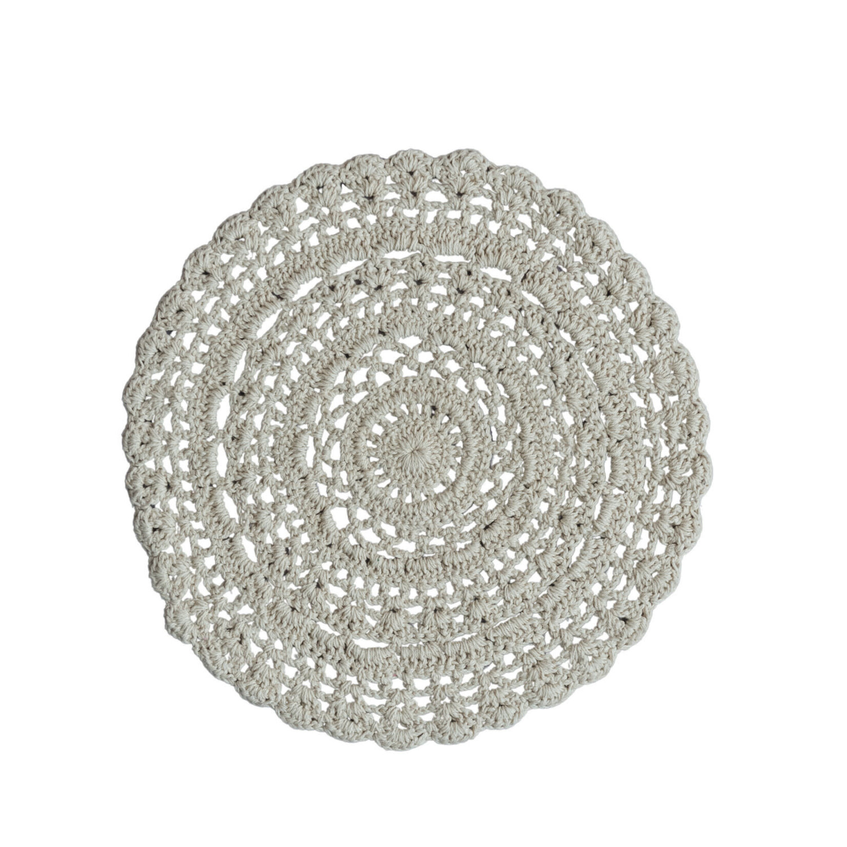 Recycled Cotton Blend Crocheted Placemat, 15 in. Round