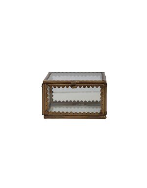 Brass & Glass Display Box w/ Scalloped Edges, 3"x 2"