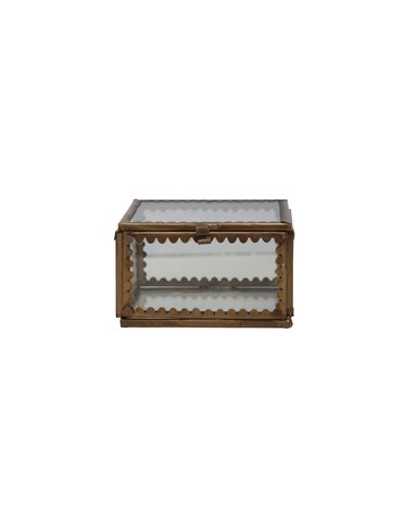 Brass & Glass Display Box w/ Scalloped Edges, 3"x 2"