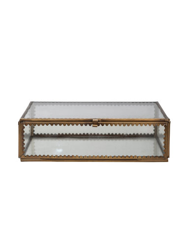 Brass & Glass Display Box w/ Scalloped Edges, 7"x 5"