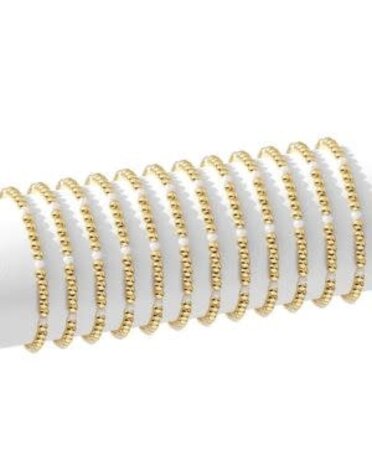 Splendid Iris Stretch Bead & Pearl Bracelet, 4mm, Gold, Priced individually