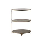 Oval Metal 3-Tier Shelf, Antique Gold, 24 x 14 x 31
