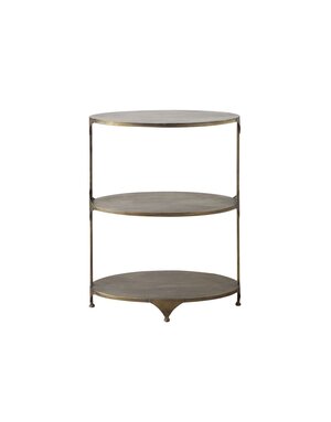 Oval Metal 3-Tier Shelf, Antique Gold, 24 x 14 x 31, Available for Local Delivery or Pick Up