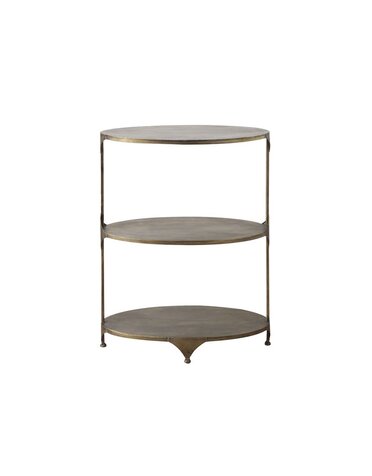 Oval Metal 3-Tier Shelf, Antique Gold, 24 x 14 x 31, Available for Local Delivery or Pick Up